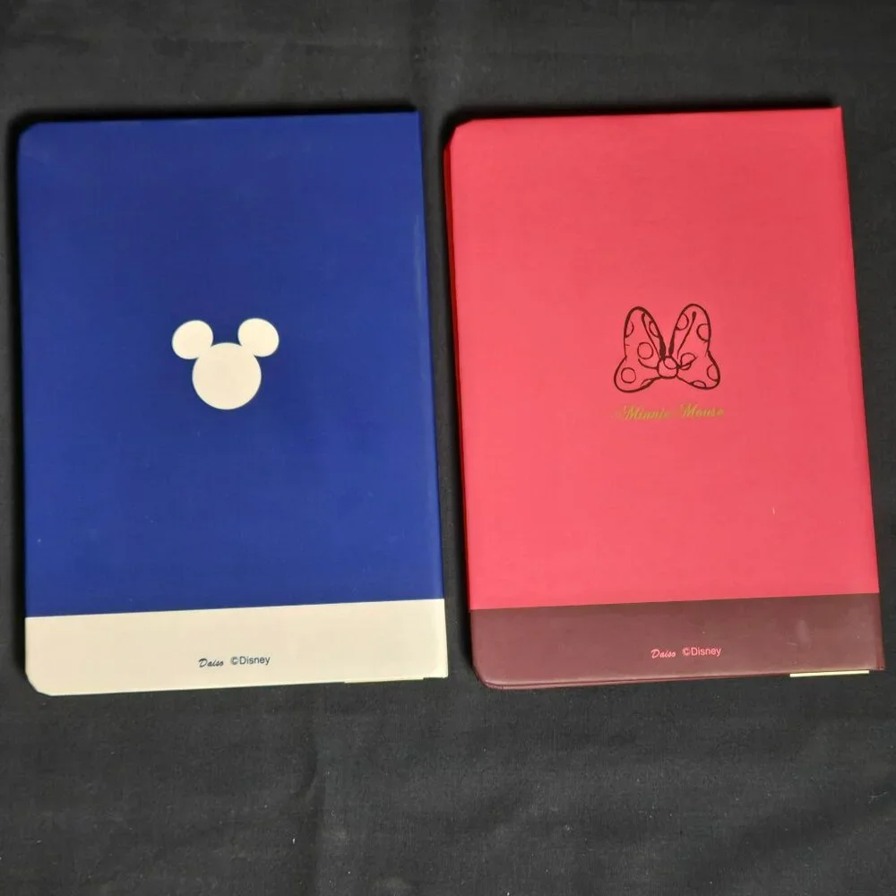 DAISO Japan Disney Mickey & Minnie Mouse Hard Cover Notebook B6 Red Blue 70pgs